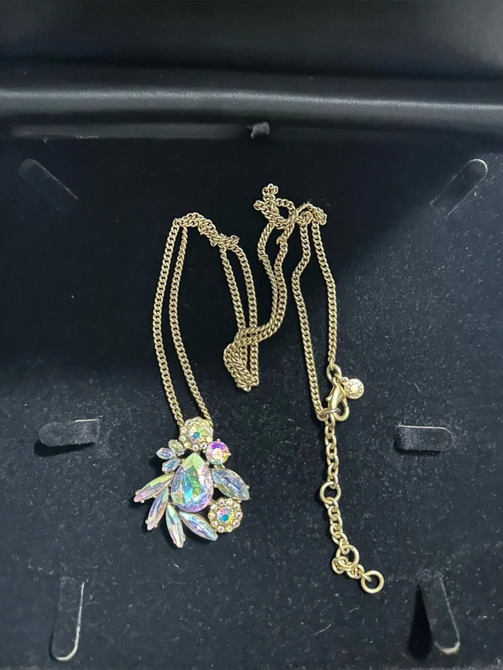 J. Crew Gold-Tone Iridescent Crystal Floral Pendant Necklace